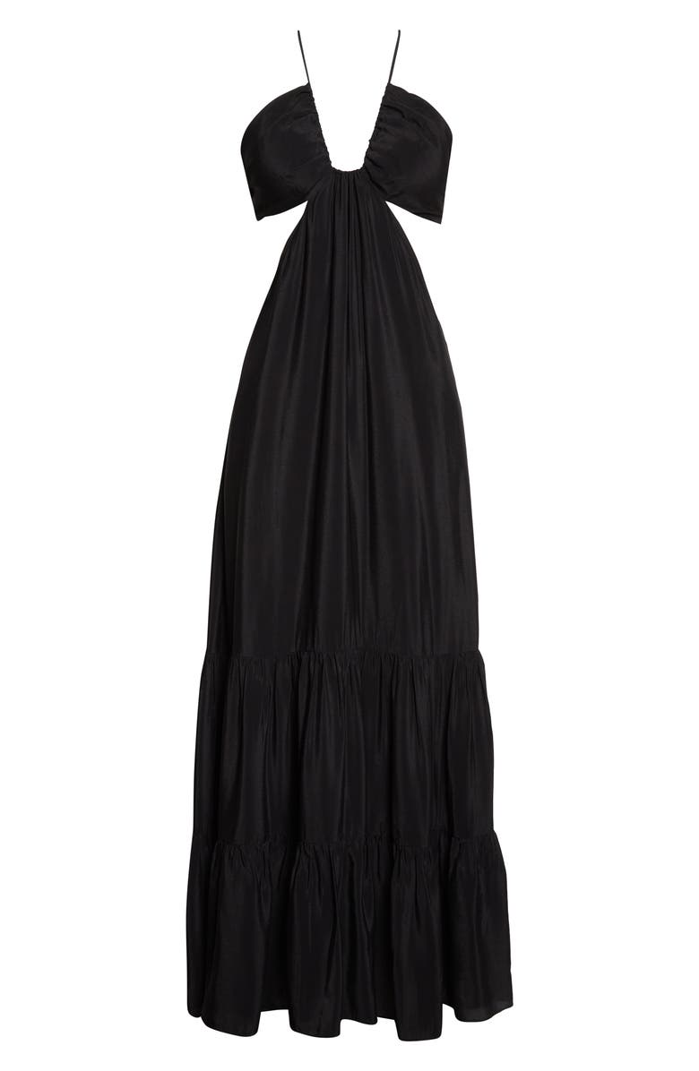 Nicole Miller Asymmetric Neck Silk Blend Slipdress, Alternate, color, 