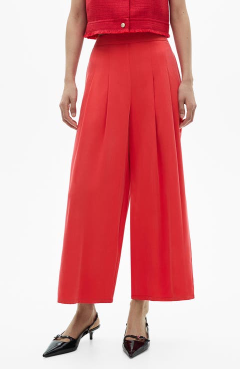 Pleat Front Wide Leg Palazzo Pants
