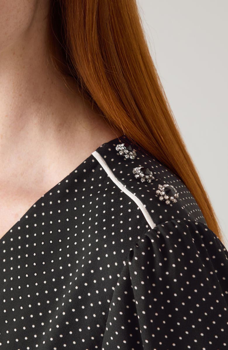 LK Bennett Larissa Long Sleeve Midi Dress, Alternate, color, Black Cream