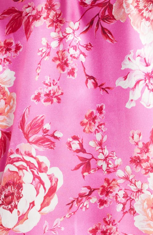 In Bloom By Jonquil My Valentine Floral Lace Trim Satin Short Pajamas In Hot Pink