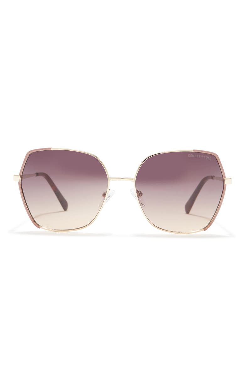 Geometric 60mm Sunglasses, Main, color, GOLD / GRADIENT BROWN