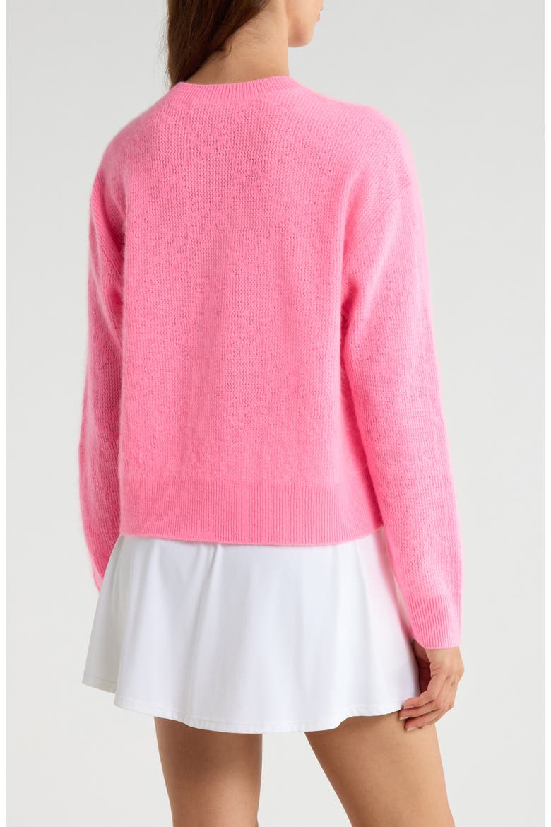 Pointelle Brushed Cashmere Crewneck Sweater, Alternate, color, CANDY