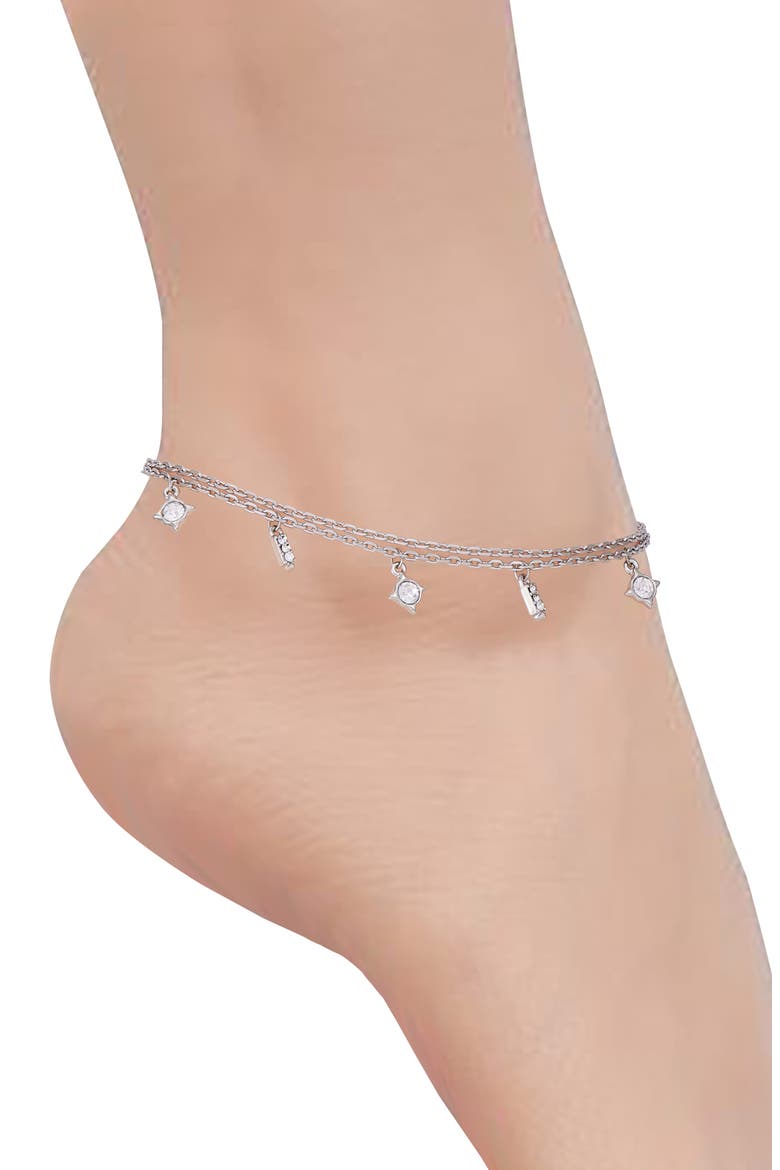 Charm Chain Anklet, Alternate, color, SILVER TONE