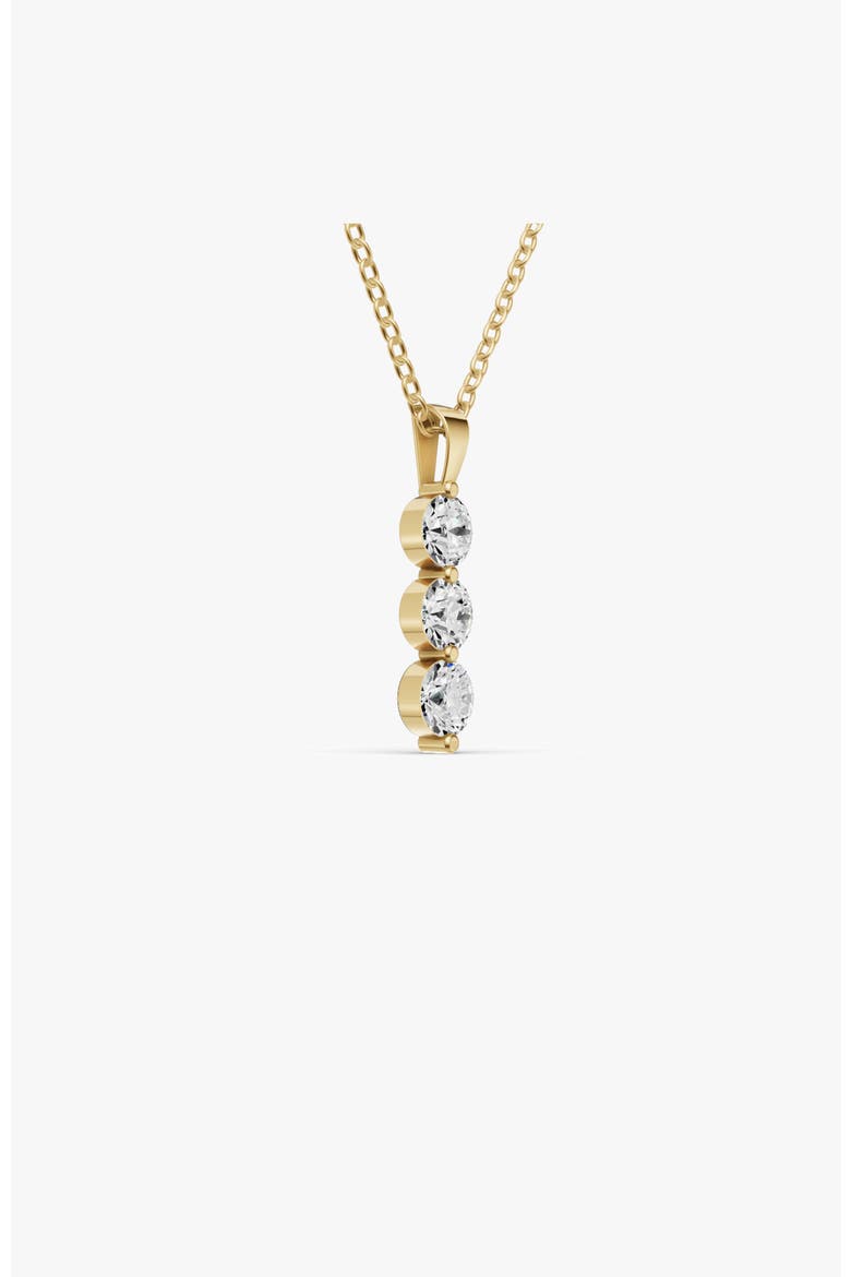 10K Gold 1.5 ct Round Lab Grown Diamond Three Stone Snow Pendant, Alternate, color, Yellow Gold
