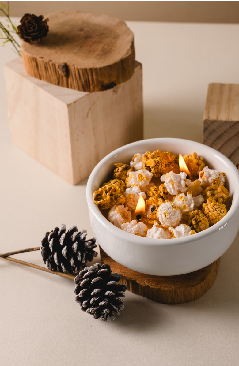 Southlake gifts Popcorn Candle Bowl, Alternate, color, Buttery Yellow Popcorn