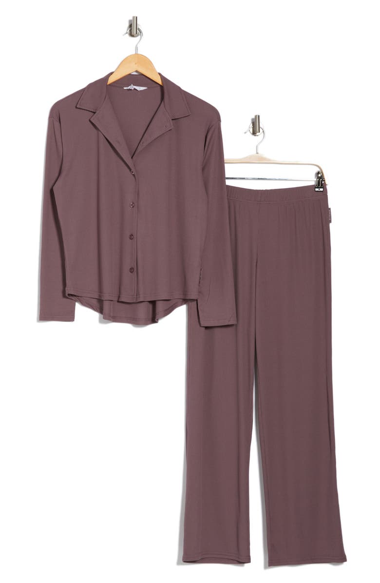 Danskin Double Sided Rib Long Sleeve Knit Pajamas, Alternate, color,