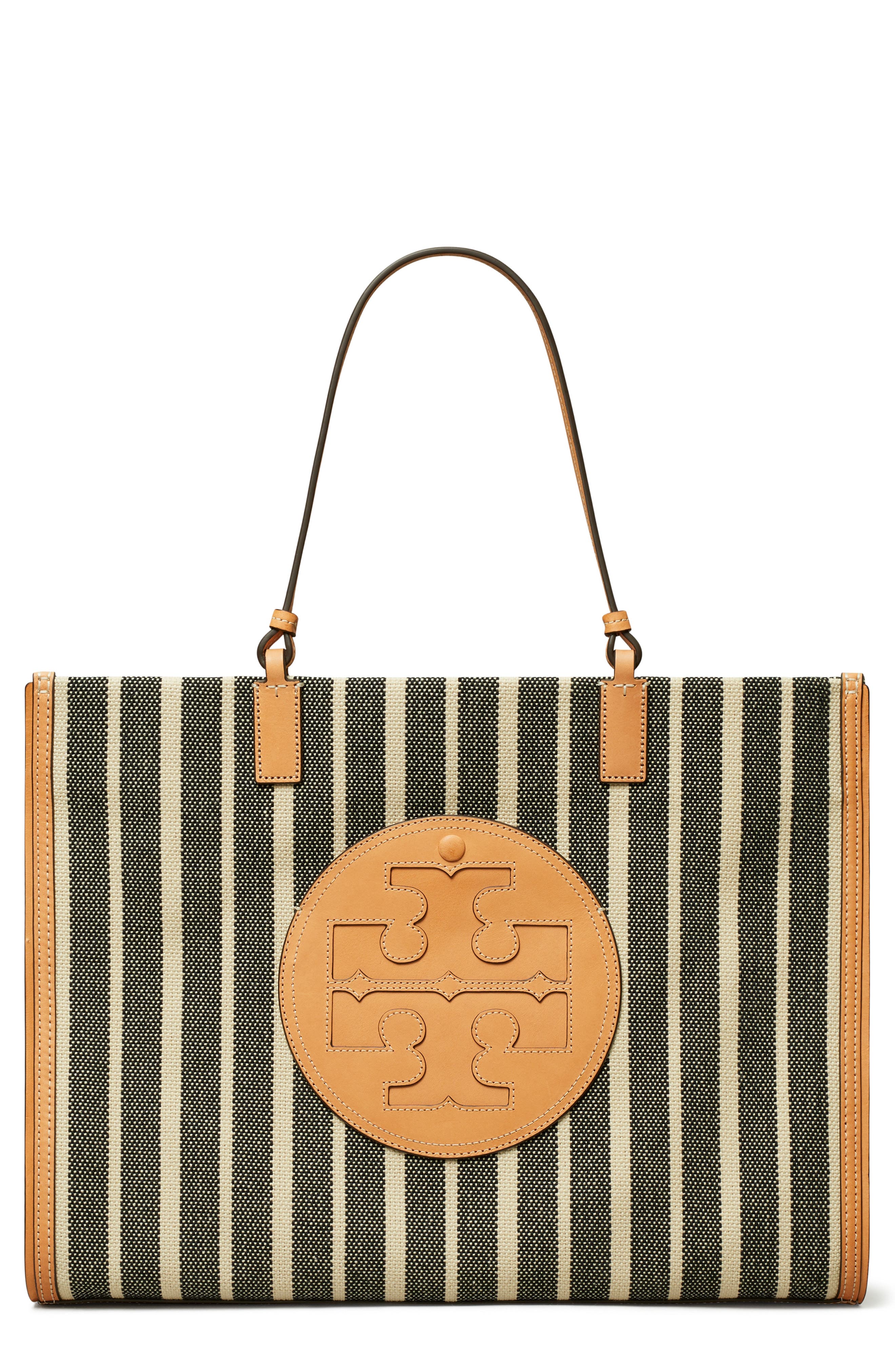 Tory Burch Ella Stripe Canvas Tote, Main, color, 