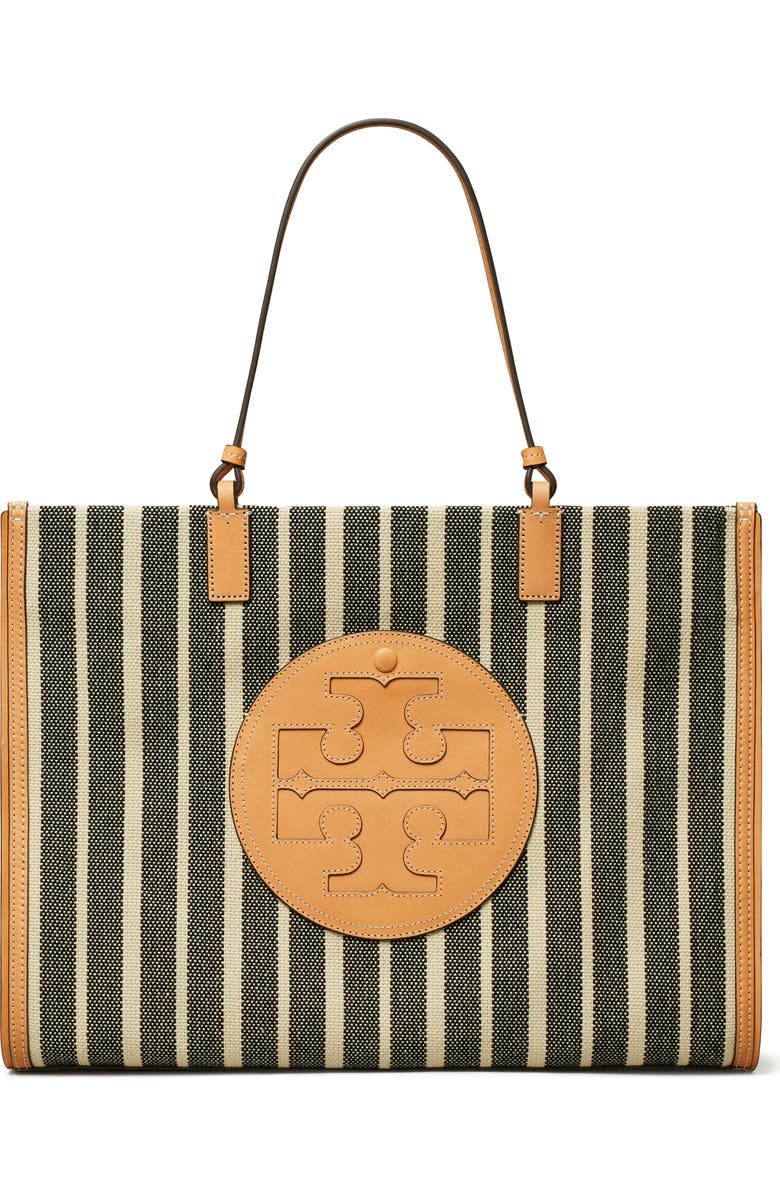 Tory Burch Ella Stripe Canvas Tote, Main, color,