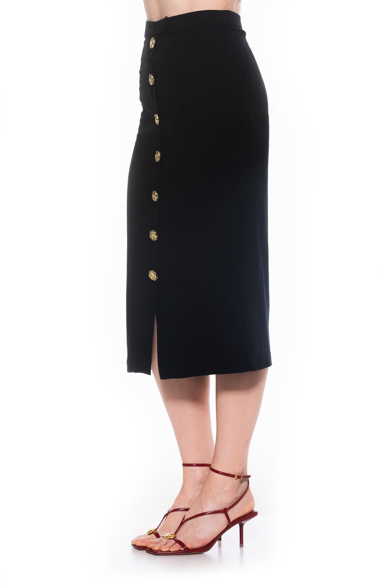 Alexia Admor Carla Button Front Midi Skirt, Alternate, color, Black