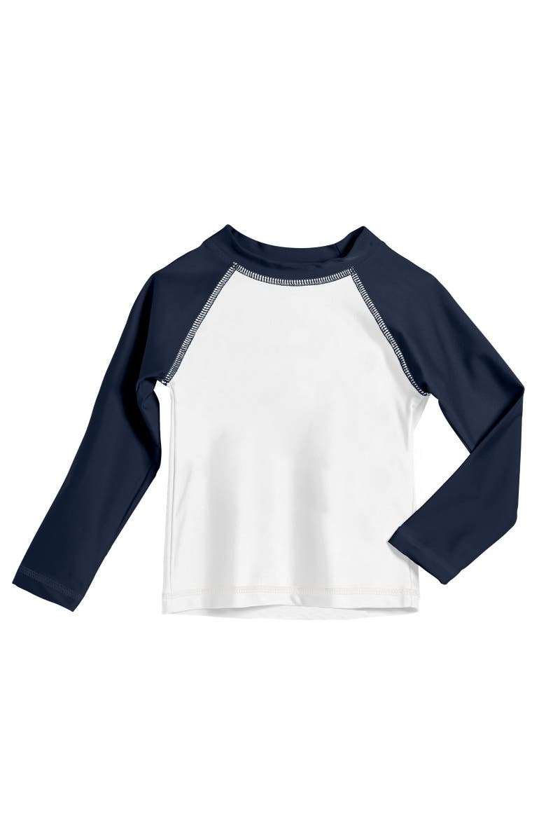 CITY THREADS Boys UPF 50+ Long Sleeve Rashguard, Alternate, color, White/Navy