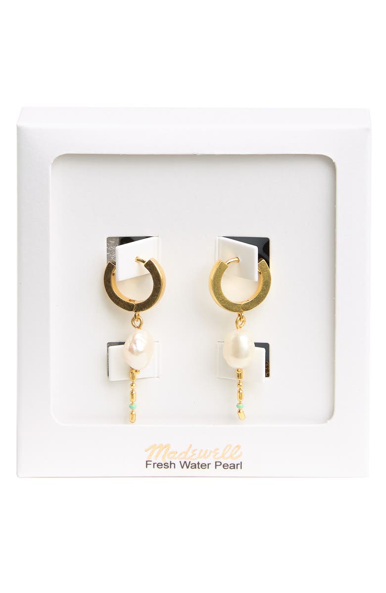 Madewell Gold Plated Keshi 4mm Freshwater Pearl Crystal 2-Piece Earring Set, Main, color, 