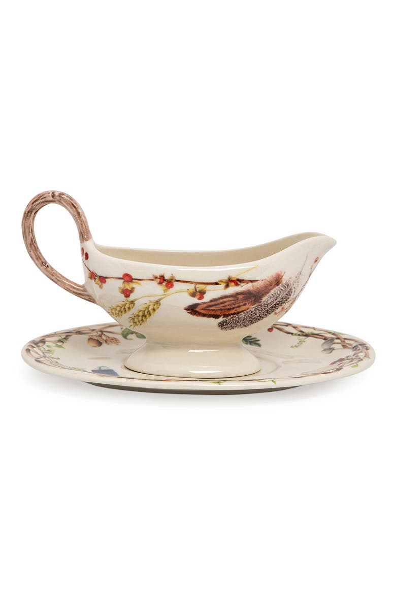 Forest Walk Sauce Boat & Tray, Main, color, CAF AU LAIT