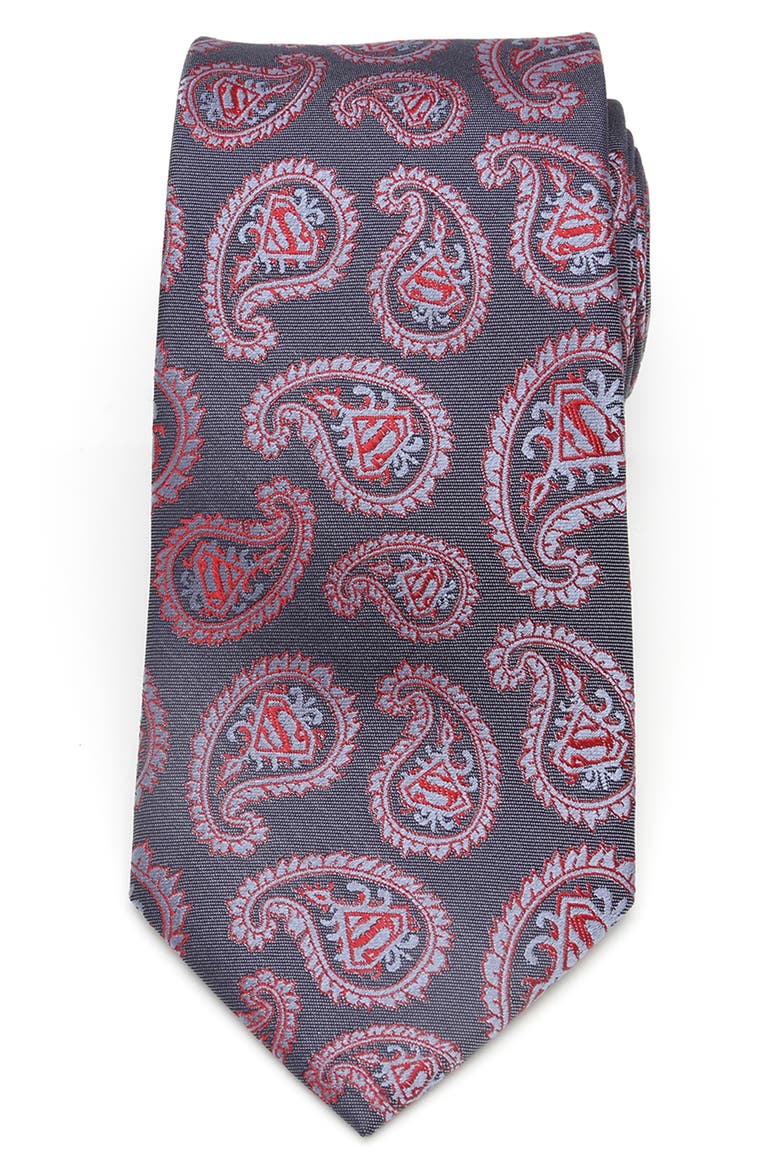 Superman Paisley Silk Tie, Alternate, color, BLUE