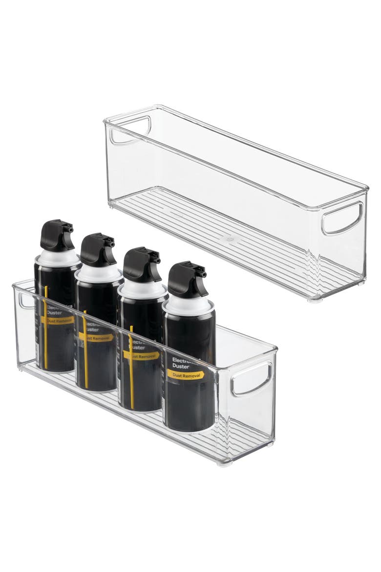 Plastic Stackable Pantry Bin with Handles, Set of 2, Clear, Made in USA, Main, color, Clear