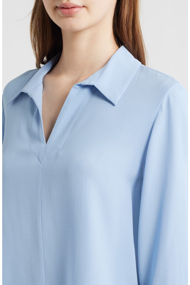Split Neck Silk Georgette Top, Alternate, color, SKYLIGHT