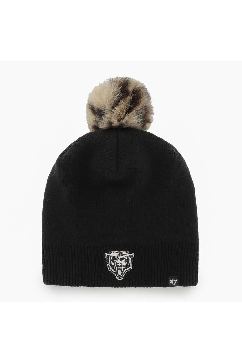 Women's '47 Black Chicago Bears Serengeti Beanie with Pom, Main, color, Black