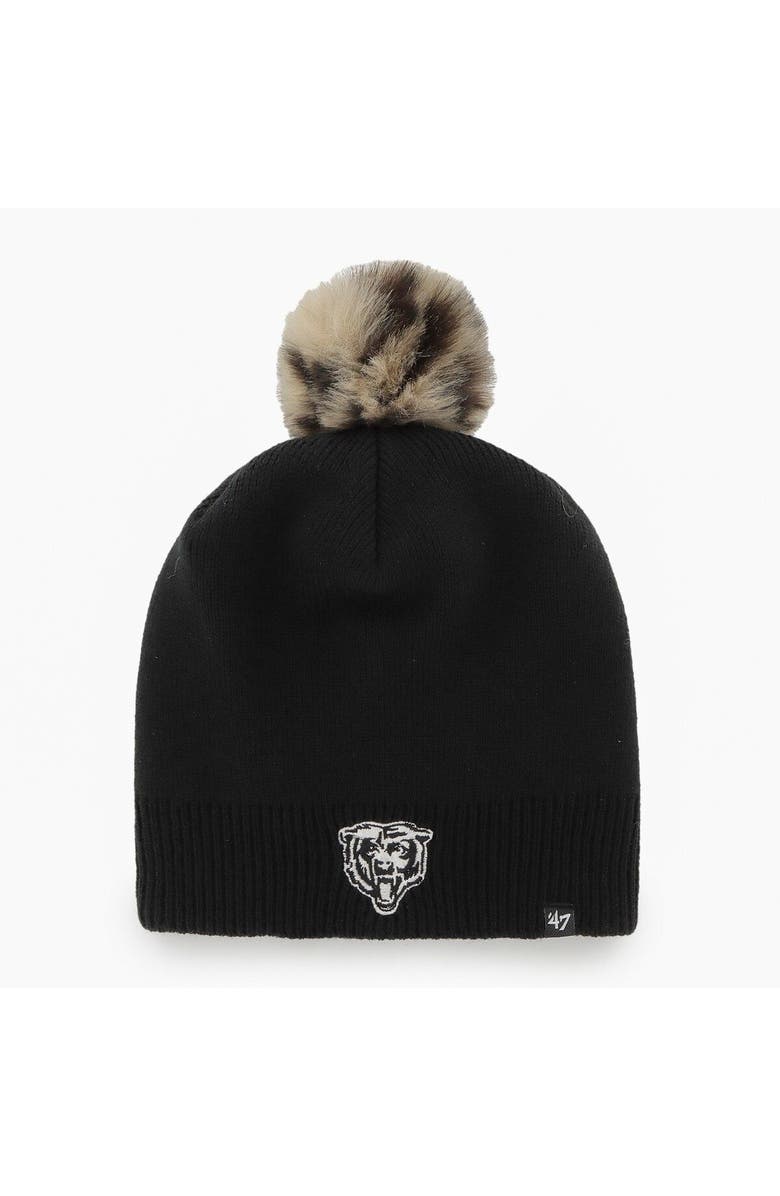 '47 Women's '47 Black Chicago Bears Serengeti Beanie with Pom, Main, color,