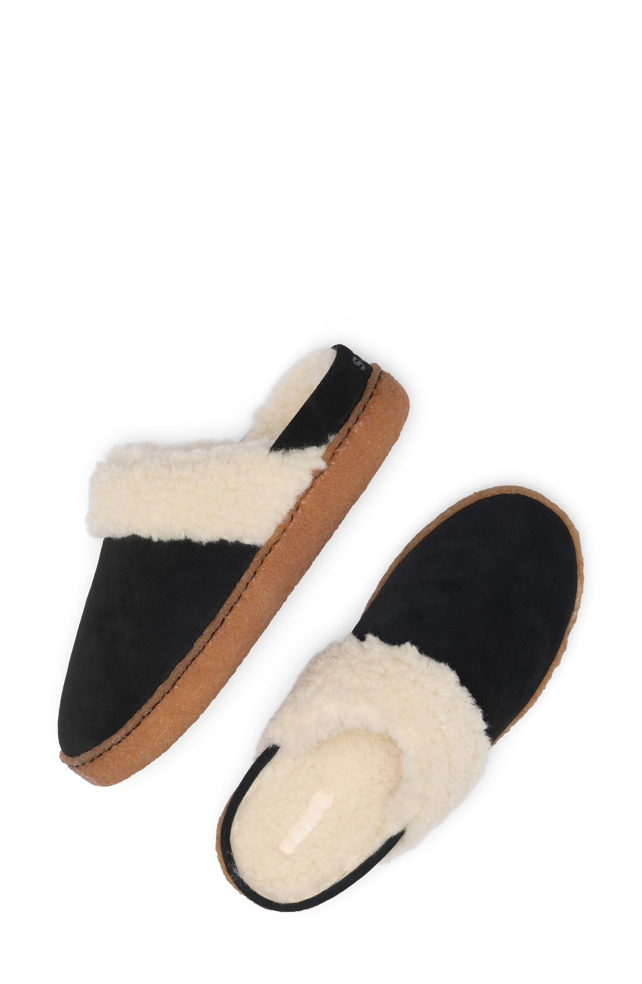 Nakiska III Faux Shearling Lined Slide Slipper, Alternate, color, BLACK/ GUM 2
