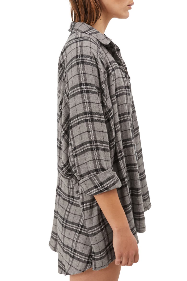 Urban Outfitters Brendon Flannel Shirt, Alternate, color, GREY