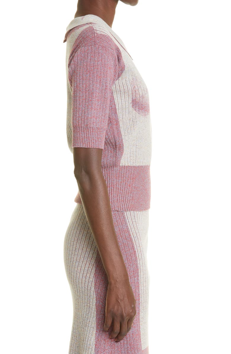 Puppets and Puppets Bleach Out Rib Trompe l'Oeil Polo, Alternate, color,