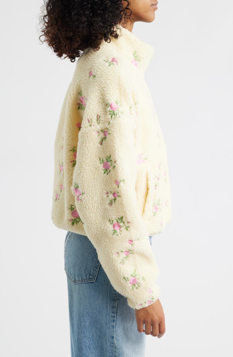 HAPPY CAMP3R Rose Petals Quarter Zip Pullover, Alternate, color, Cream