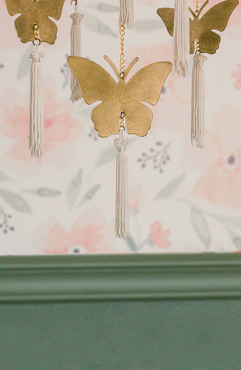 CRANE BABY Parker Pink & Green Floral Nursery Wallpaper, Alternate, color, 