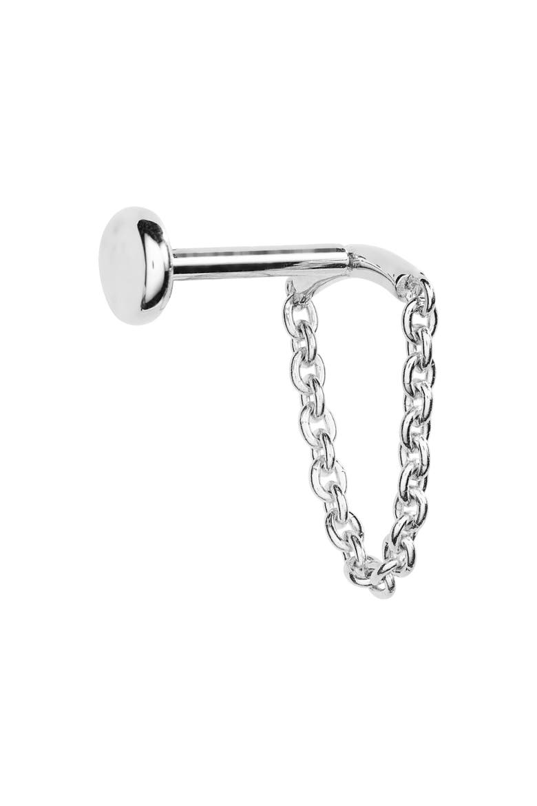 Single Chain Drape Stud Earring, Alternate, color, WHITE GOLD