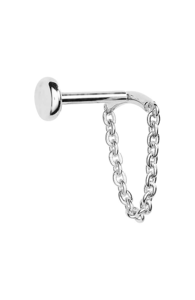 MARIA TASH Single Chain Drape Stud Earring, Alternate, color, White Gold