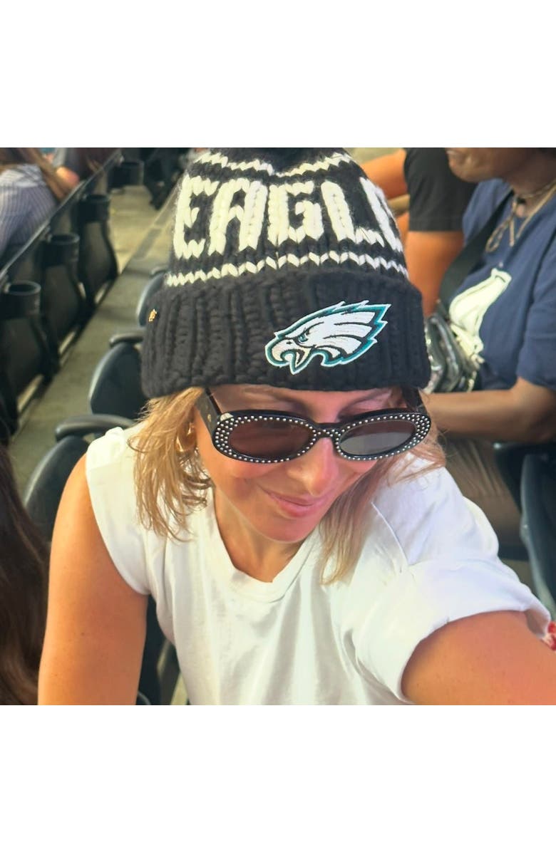 Lele Sadoughi Black Eagles Nfl Beanie With Snap Cover, Alternate, color, Black 001