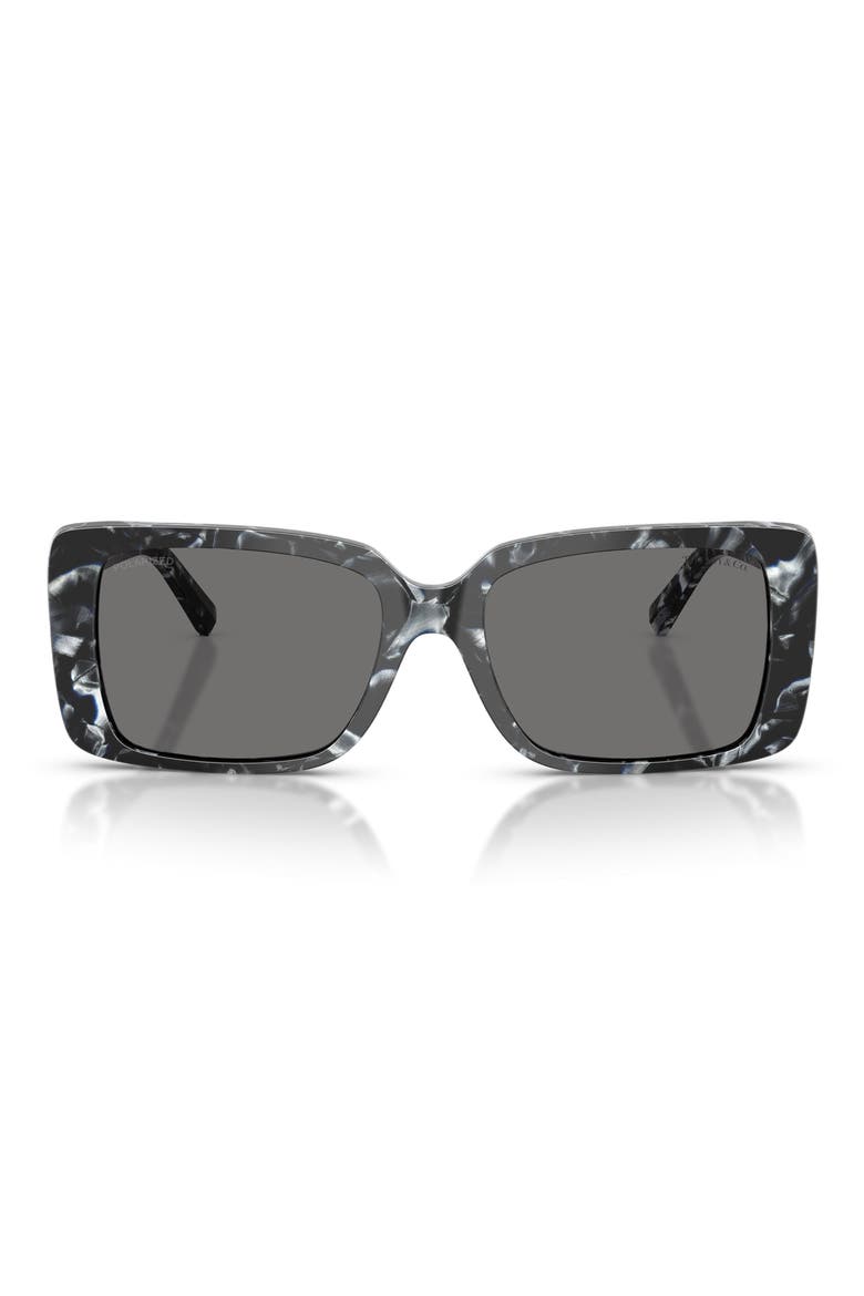 55mm Polarized Rectangular Sunglasses, Main, color, HAVANA MADREPERLA / GREY POLAR