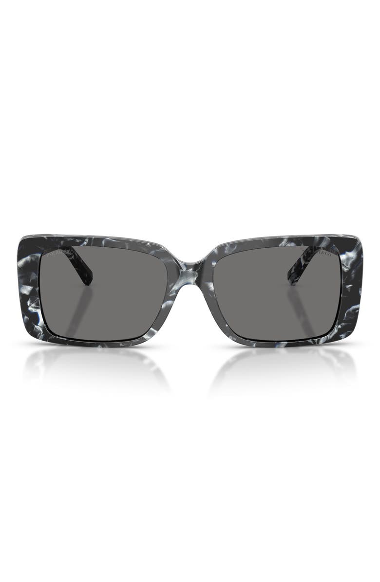 Tiffany & Co. 55mm Polarized Rectangular Sunglasses, Main, color, Havana Madreperla / Grey Polar