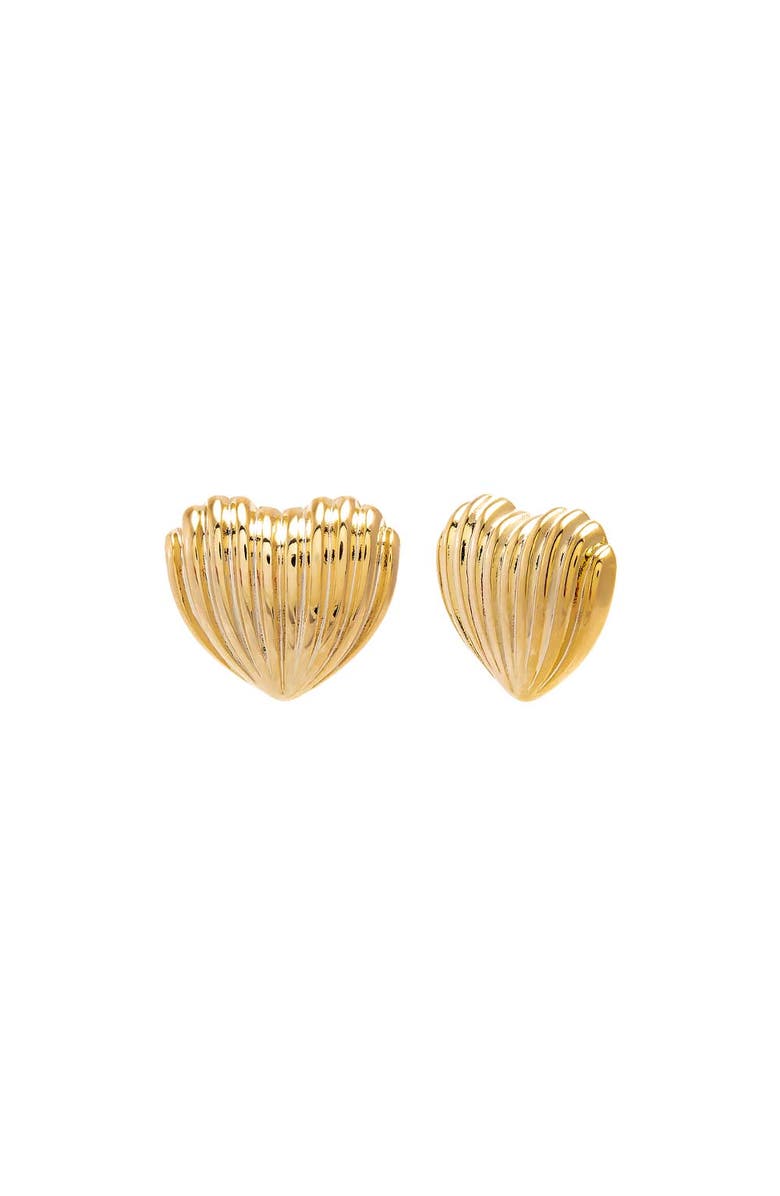 BY ADINA EDEN Ribbed Heart Stud Earrings, Main, color, Gold