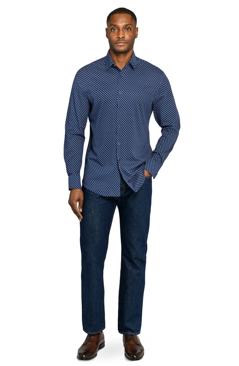 Brooklyn Brigade Neat Print Knit Long Sleeve Basic, Alternate, color, Navy/White