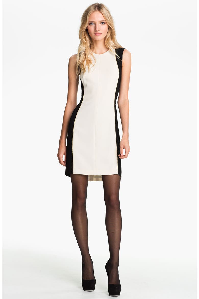 'Dupont' Metallic Piped Sheath Dress, Main, color, IVORY