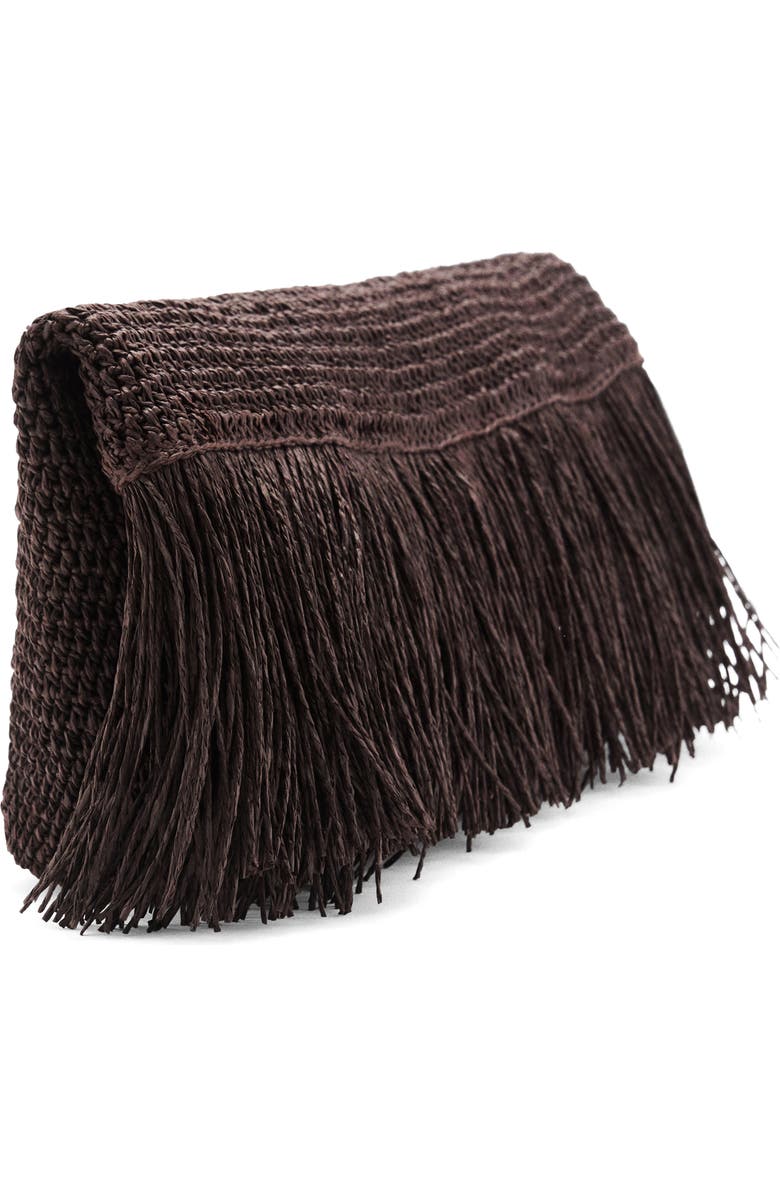 MANGO Natural Fiber Envelope Clutch with Fringe, Alternate, color,