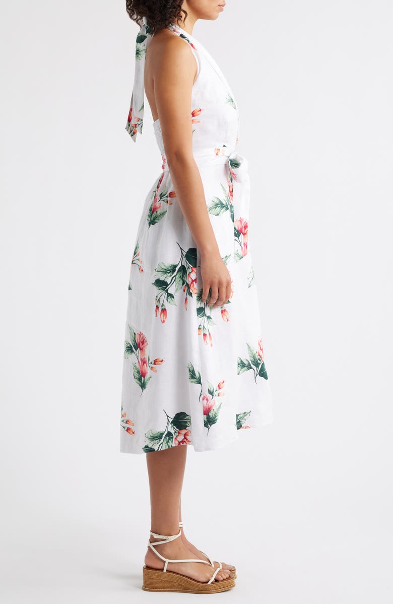 Tommy Bahama Florentina Flourish Halter Midi Dress, Alternate, color, White