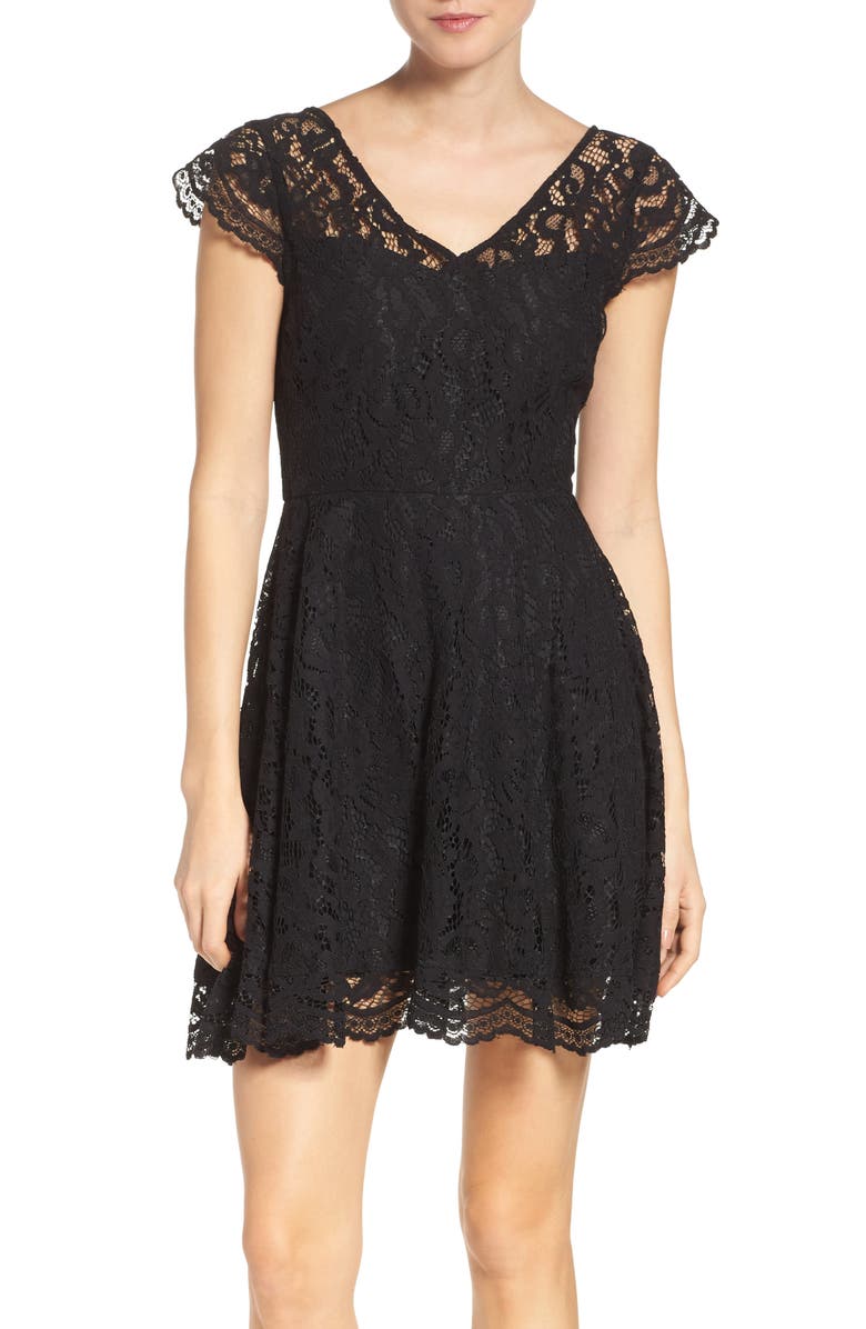BB Dakota by Steve Madden BB Dakota 'Reece' Lace Fit & Flare Dress, Main, color, 