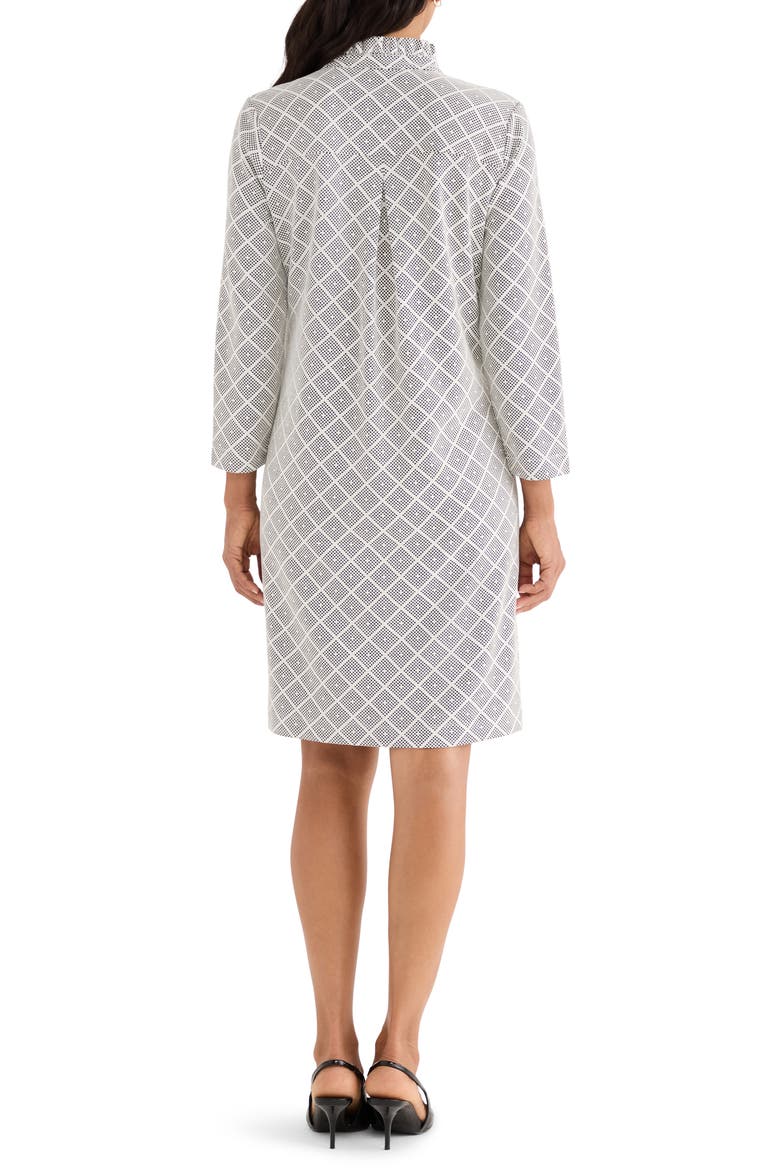 Diamond Etching Clementine Ruffle Shift Dress, Alternate, color, WHITE/ BLACK MULTI