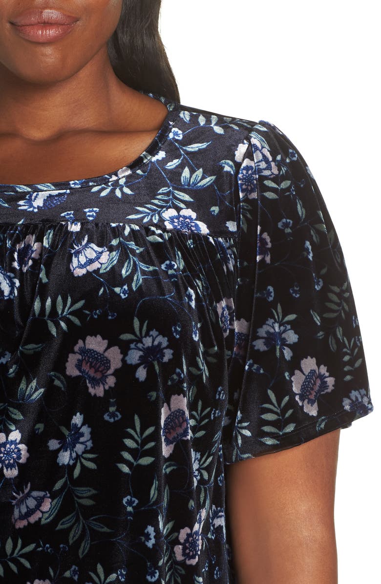 CeCe Bloomsbury Floral Velvet Top, Alternate, color,