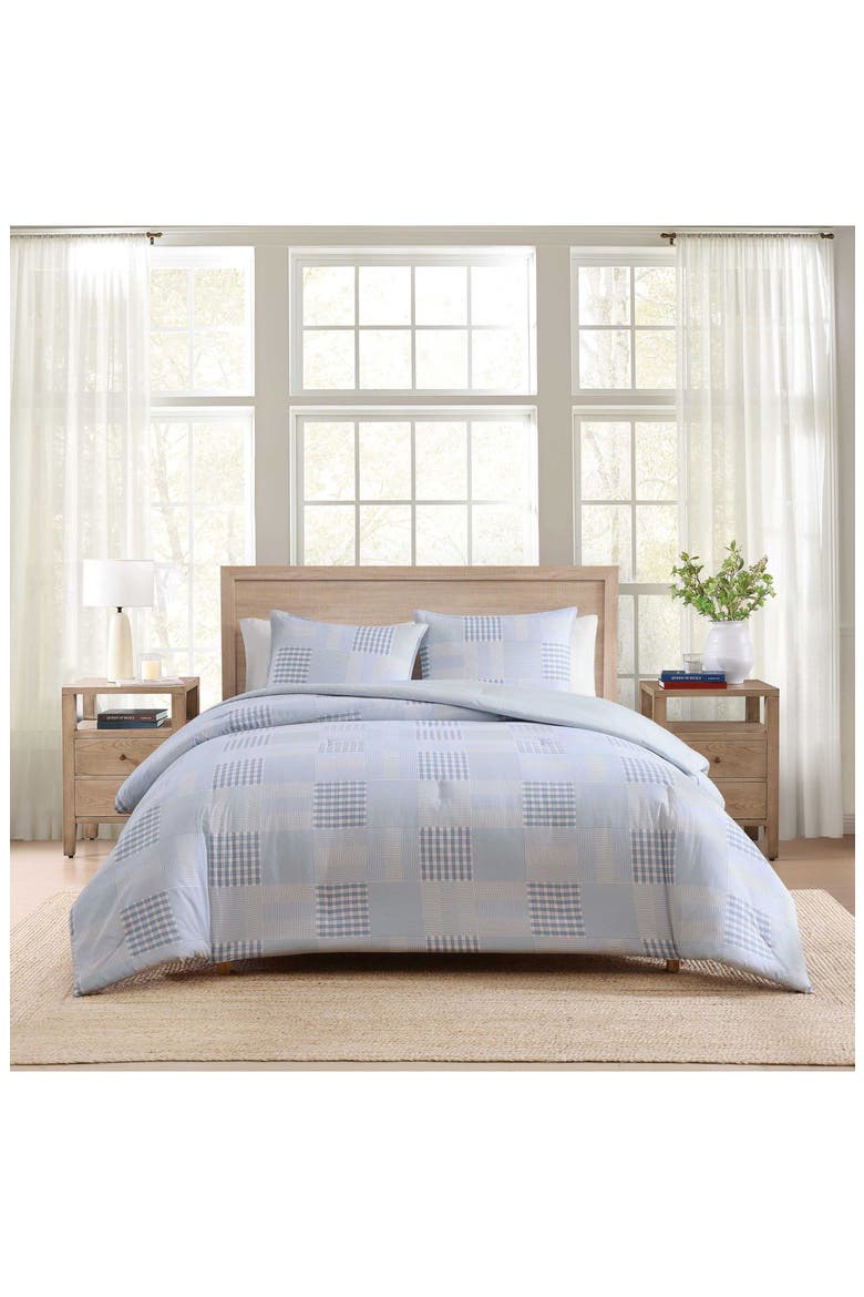 Hamptons Patchwork Cotton Percale Comforter & Shams Set, Alternate, color, LIGHT BLUE