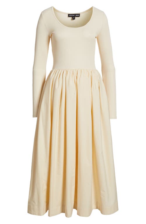 Shop Sister Jane Darline Fitted Long Sleeve Midi Dress In Creme