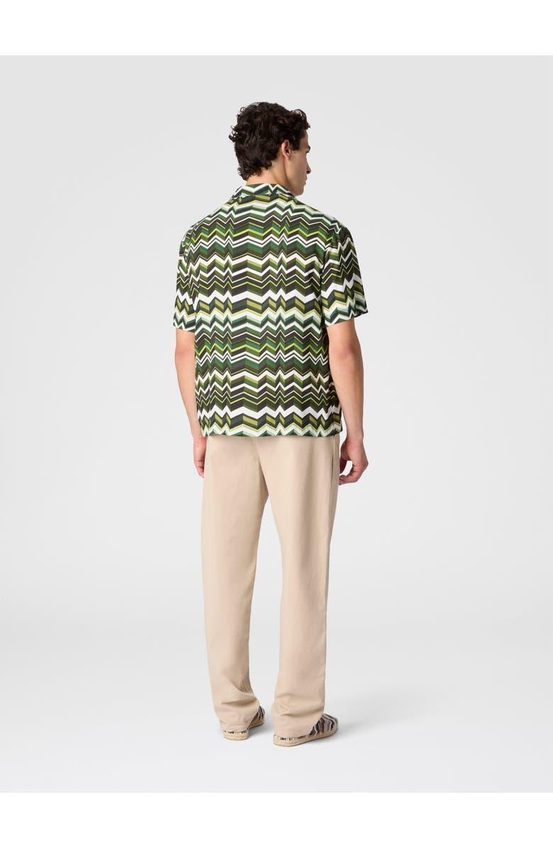 UM Bowling Shirt In Viscose With Zigzag Print, Alternate, color, Green