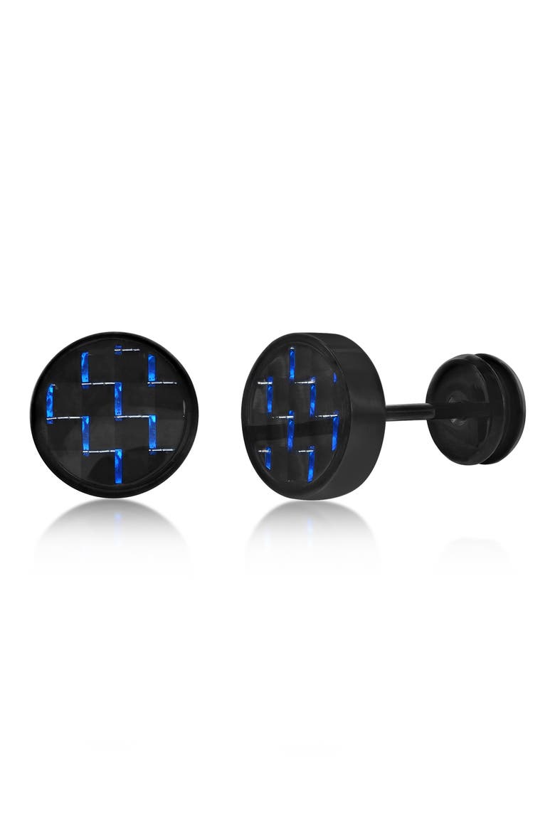 Men's Stud Earrings, Main, color, BLACK/ BLUE