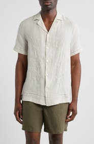 Nordstrom Embroidered Linen Camp Shirt