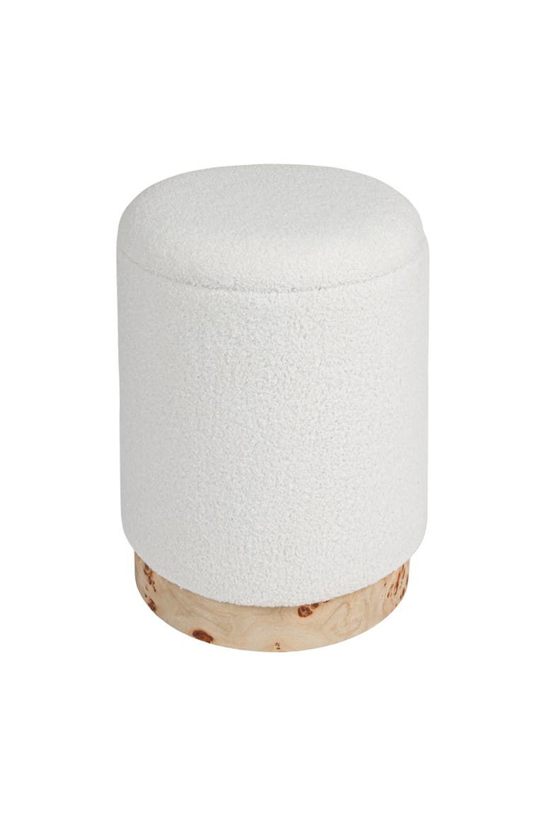 Round Boucle Upholstered Storage Stool with Removeable Lid, Cream, Main, color, Cream