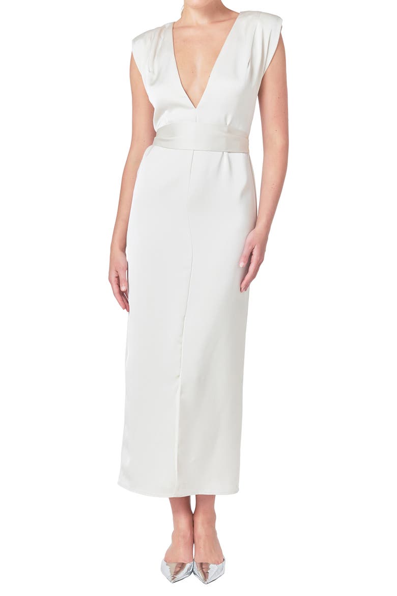 Deep V-Neck Maxi Dress, Alternate, color, CHAMPAGNE