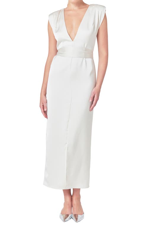 Shop Endless Rose Deep V-neck Maxi Dress In Champagne