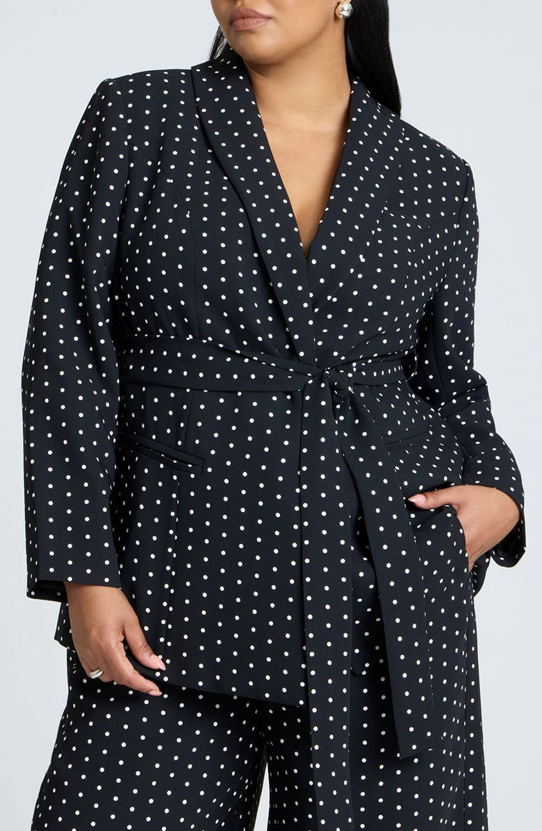 ELOQUII Print Tie Waist Blazer, Main, color, 