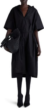Balenciaga Hooded Cotton Poplin Midi Dress