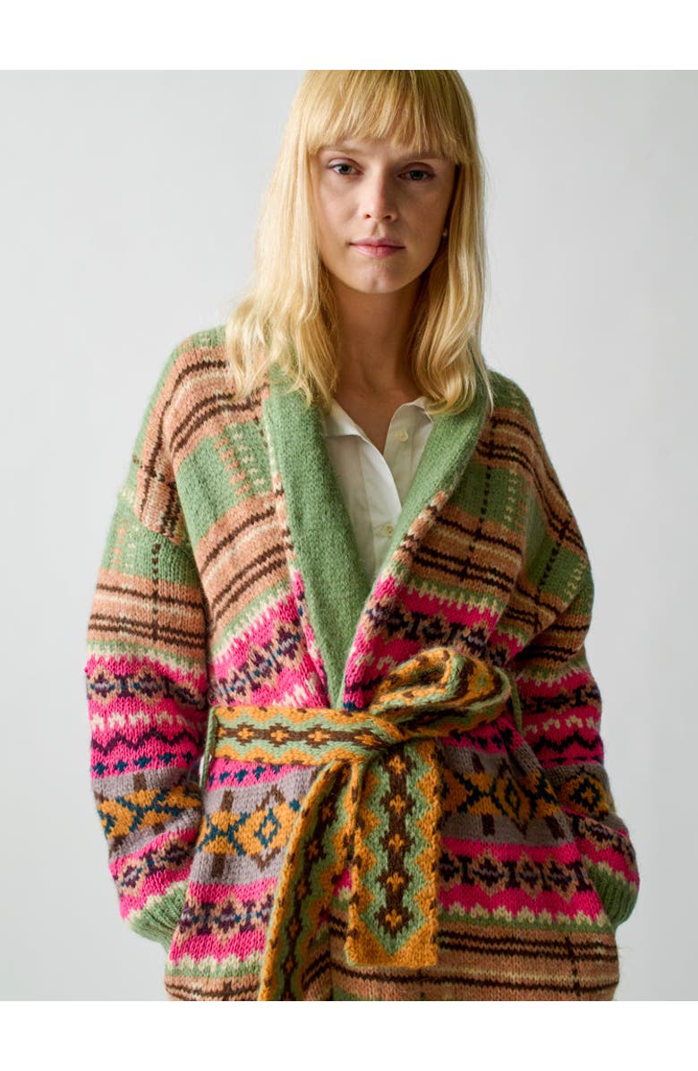 Lingua Franca Bianca Plaid Fair Isle Robe, Main, color, 